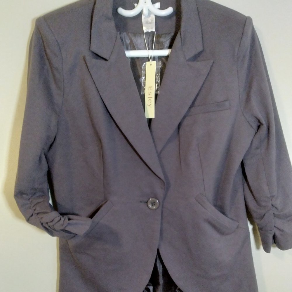 Esley Grey Blazer with scrunched sleeves